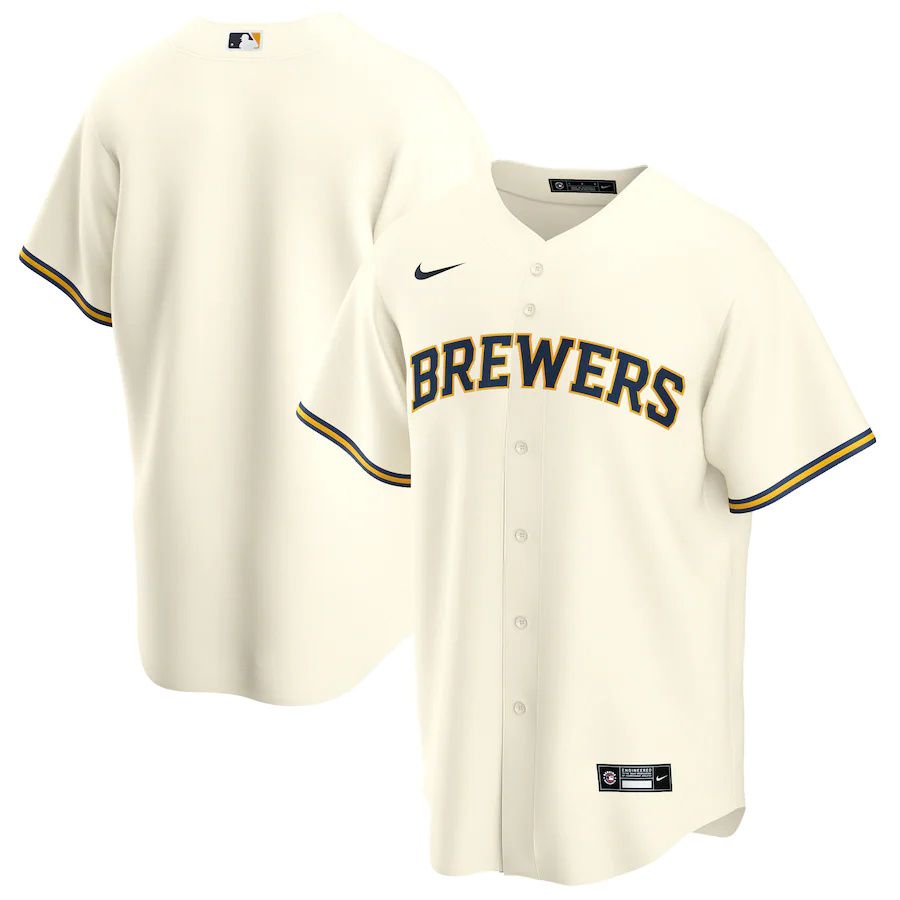 Mens Milwaukee Brewers Nike Cream Home Replica Team MLB Jerseys->milwaukee brewers->MLB Jersey